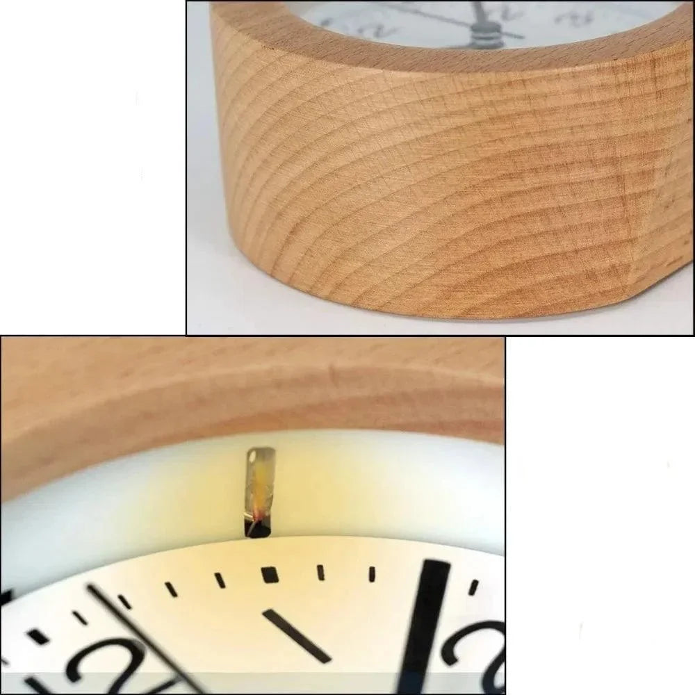 Silent Wooden Alarm Clock for Desk