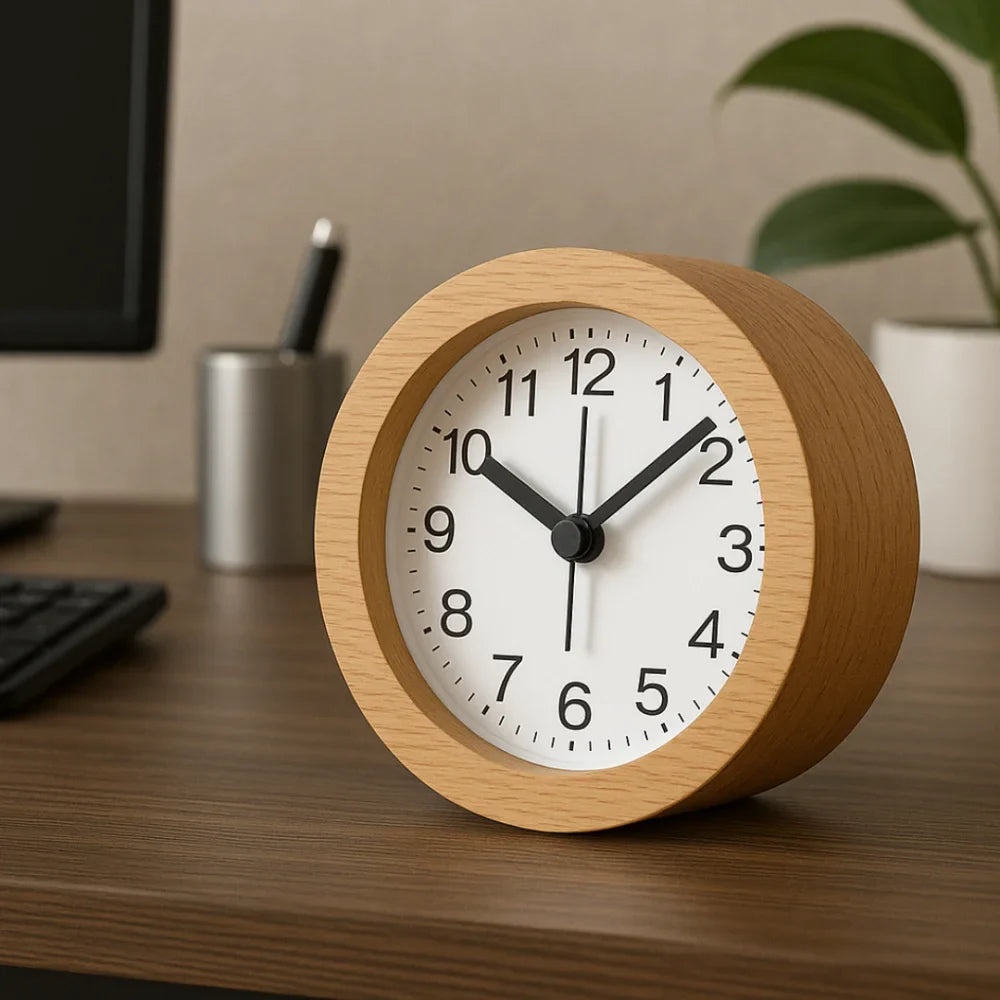 Silent Wooden Alarm Clock for Desk