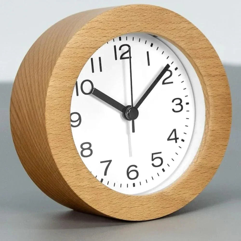 Silent Wooden Alarm Clock for Desk