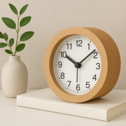Silent Wooden Alarm Clock for Desk