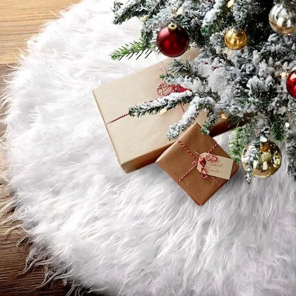 Round Plush White Snow Christmas Tree Skirt