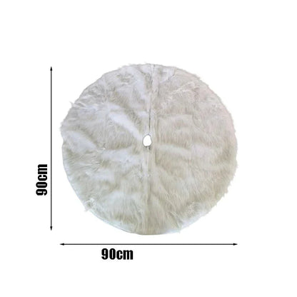 Round Plush White Snow Christmas Tree Skirt
