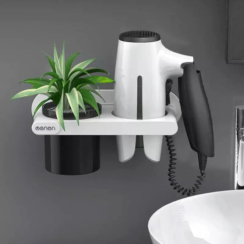 Wall Hair Dryer Holder with Compartments