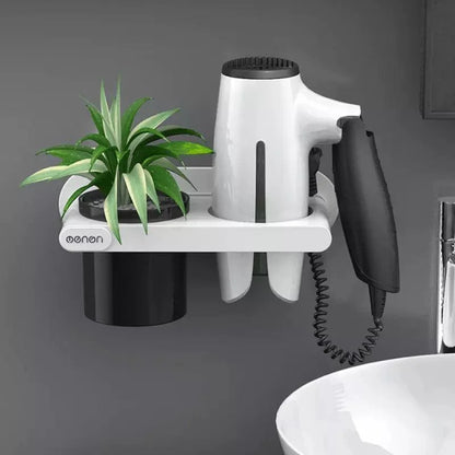 Wall Hair Dryer Holder with Compartments