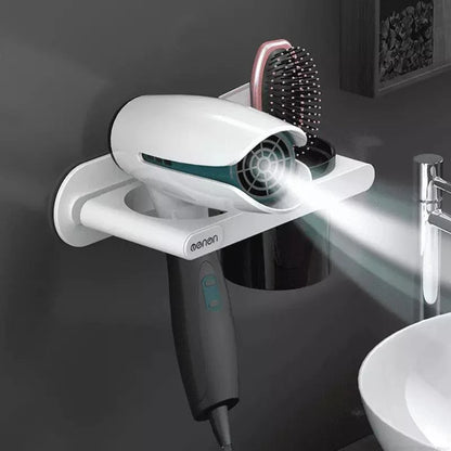 Wall Hair Dryer Holder with Compartments