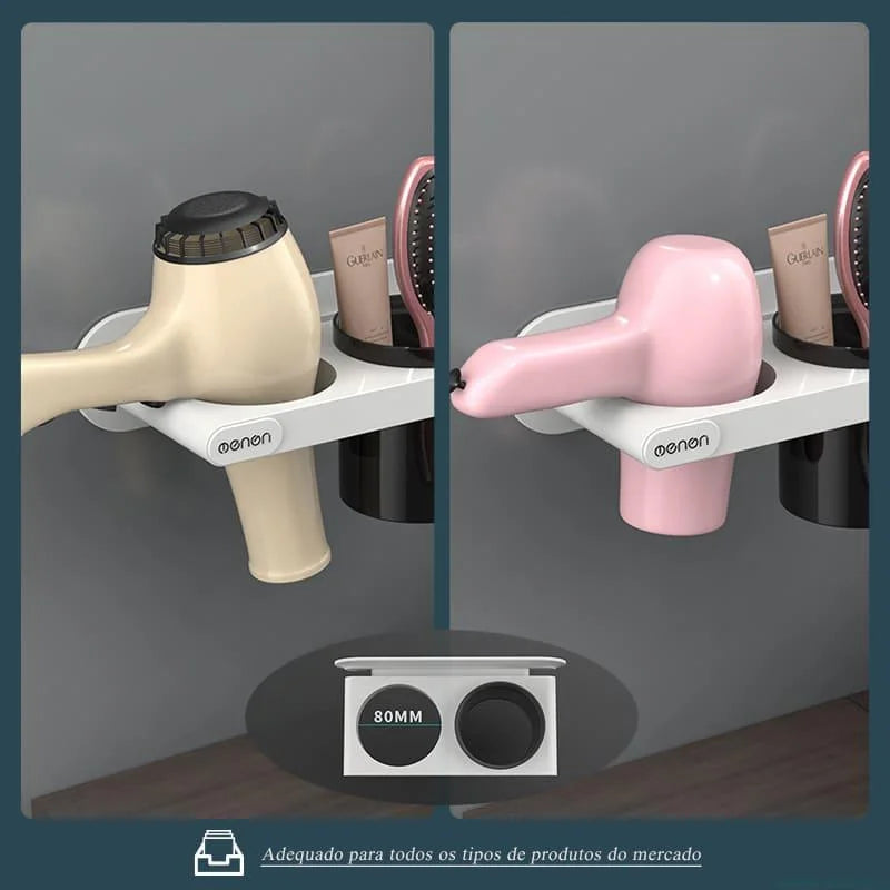 Wall Hair Dryer Holder with Compartments
