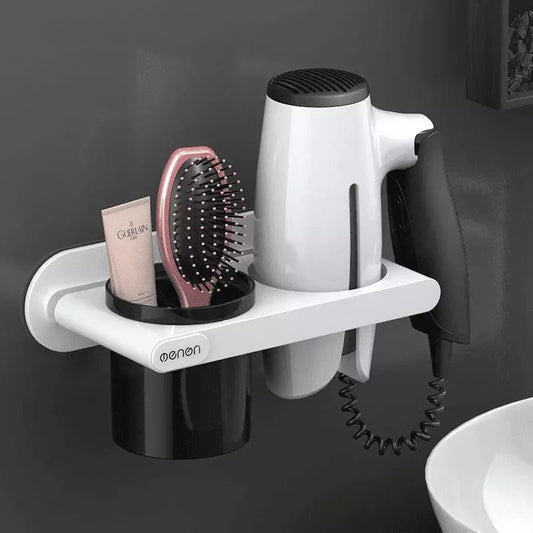 Wall Hair Dryer Holder with Compartments