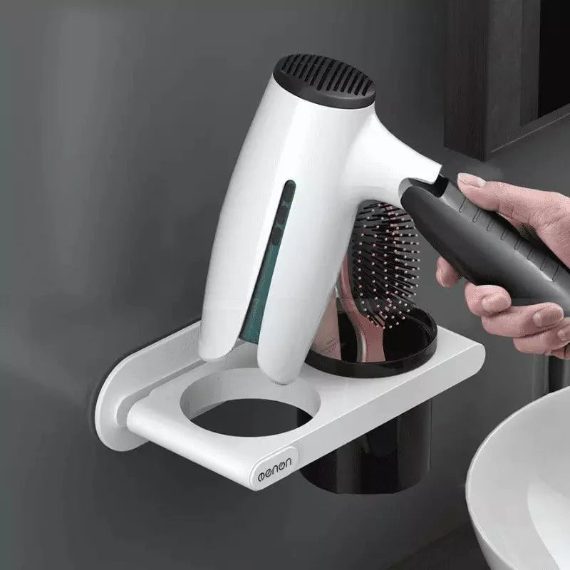Wall Hair Dryer Holder with Compartments