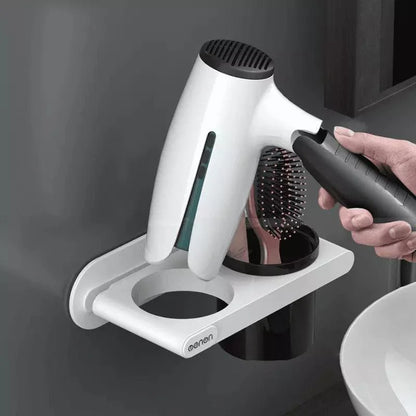 Wall Hair Dryer Holder with Compartments