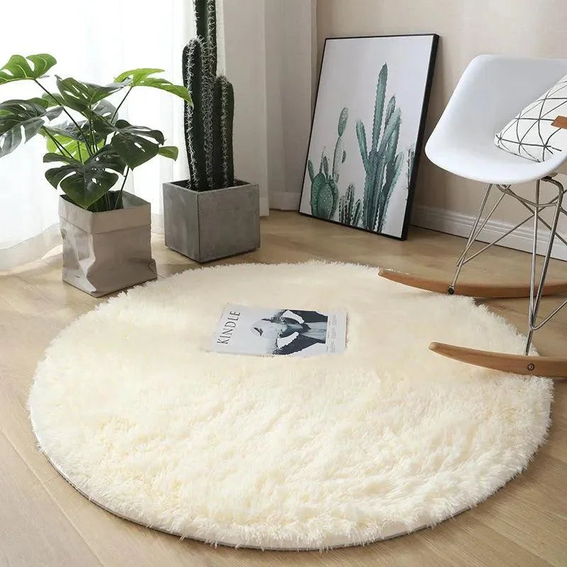 Round Plush Anti-Slip Rug for Living Room and Bedroom