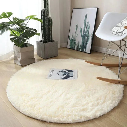 Round Plush Anti-Slip Rug for Living Room and Bedroom