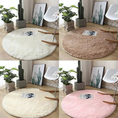 Round Plush Anti-Slip Rug for Living Room and Bedroom