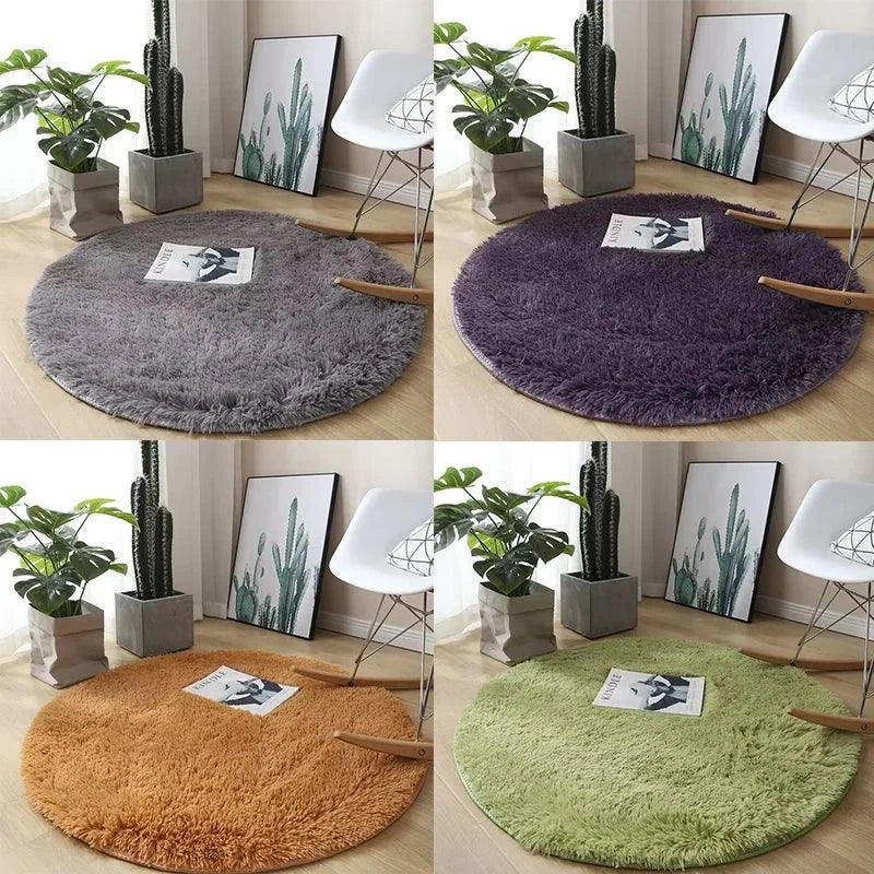 Round Plush Anti-Slip Rug for Living Room and Bedroom
