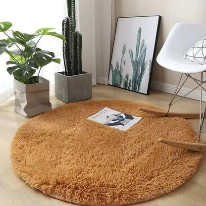 Round Plush Anti-Slip Rug for Living Room and Bedroom