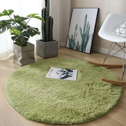 Round Plush Anti-Slip Rug for Living Room and Bedroom