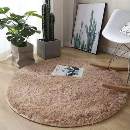 Round Plush Anti-Slip Rug for Living Room and Bedroom