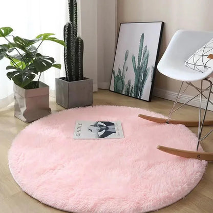Round Plush Anti-Slip Rug for Living Room and Bedroom