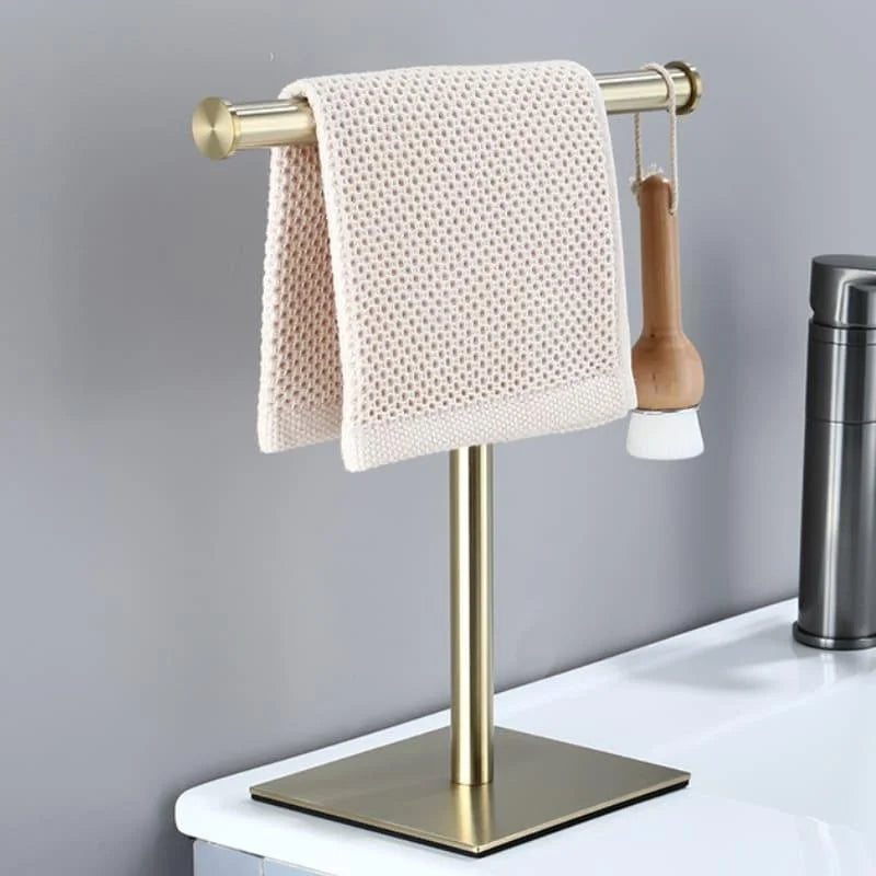 Stainless Steel Towel Holder with Rubber Base for Countertop