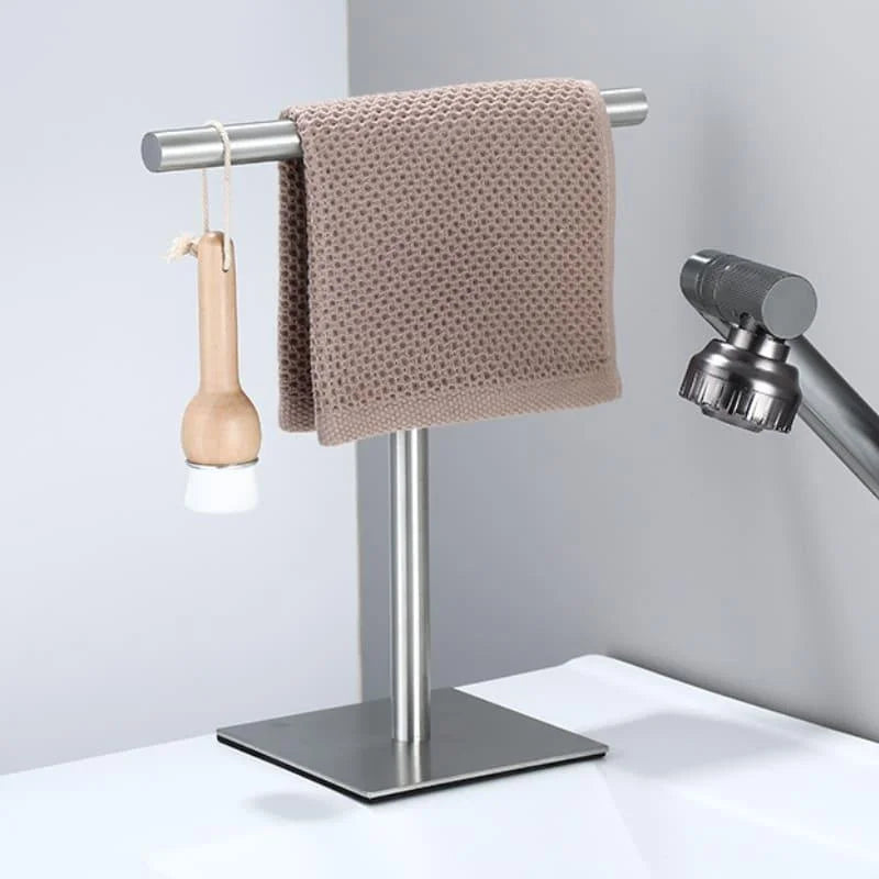Stainless Steel Towel Holder with Rubber Base for Countertop